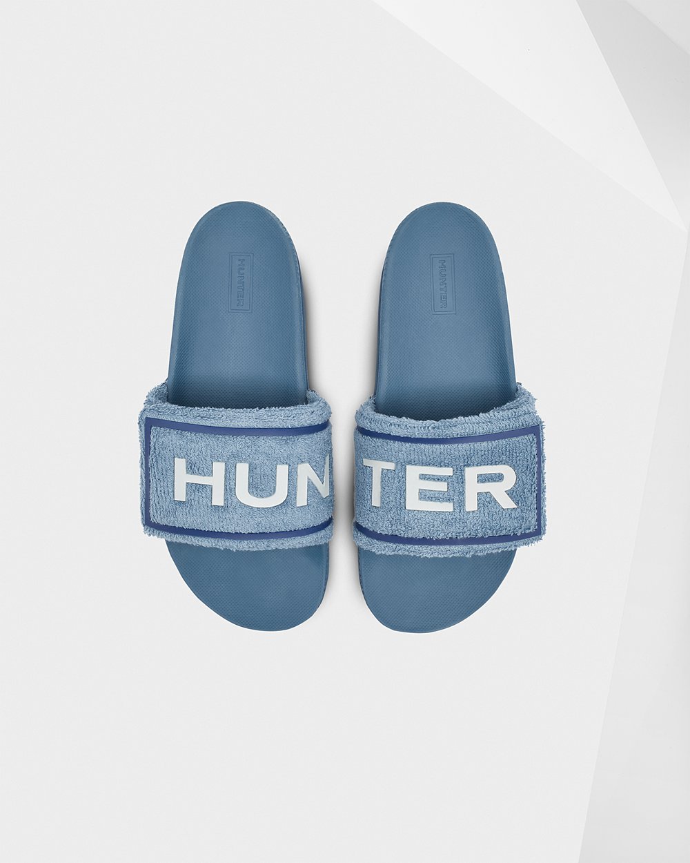 Sandalias Original Terry Towelling Logo Adjustable Hunter Mujer - Azules - 473261XSG